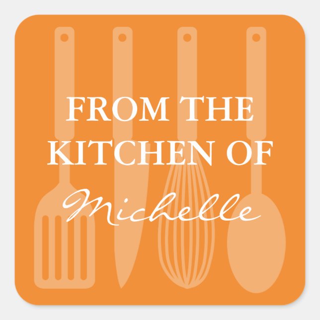 Square From the kitchen of cooking utensil sticker (Front)