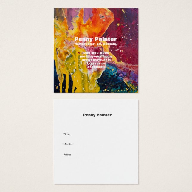 SQUARE FULL BLEED ARTISTS BUSINESS AND TITLE CARDS (Front & Back)