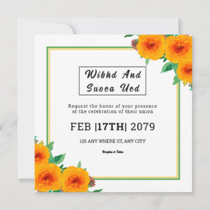 Square Gatefold Weddign Invitation Card Design