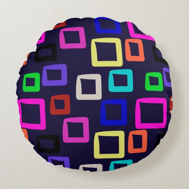 Square geometric painting, seamless design graphic round pillow (Front)