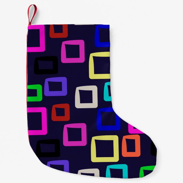 Square geometric painting, seamless design graphic small christmas stocking (Front)