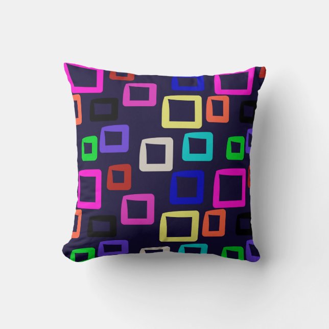 Square geometric painting, seamless design graphic throw pillow (Front)