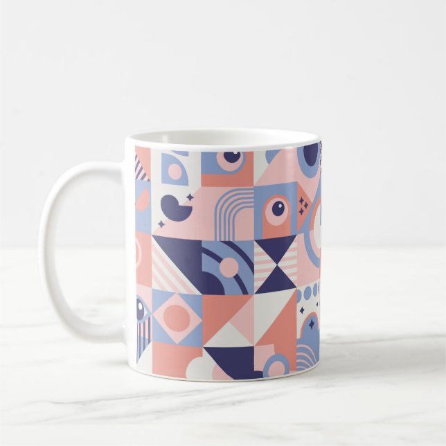 Square Geometric Shapes Background. Aesthetics in  Coffee Mug (Left)