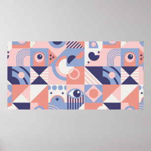 Square Geometric Shapes Background. Aesthetics in  Poster