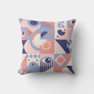 Square Geometric Shapes Background. Aesthetics in Throw Pillow