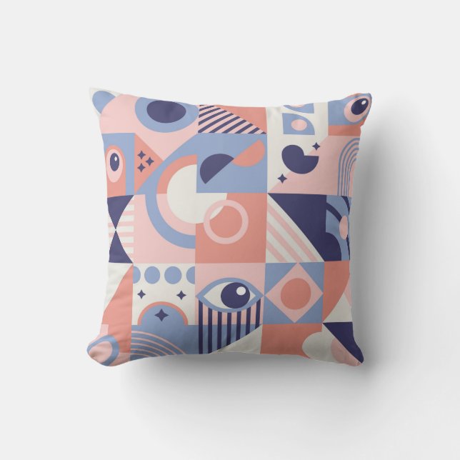 Square Geometric Shapes Background. Aesthetics in  Throw Pillow (Front)