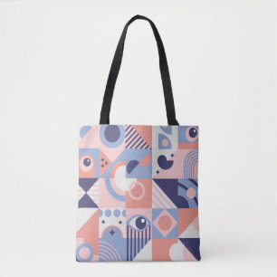 Square Geometric Shapes Background. Aesthetics in  Tote Bag