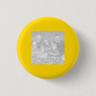 Square Gold Border Photo 1 Inch Round Button