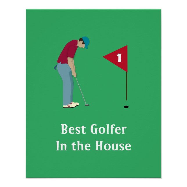 Square Green Golfer Putting  Poster (Front)