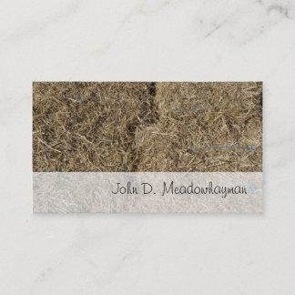Square hay bales close-up photo business card