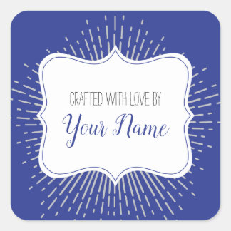 Square Holiday Gift Label Sticker (Blue)