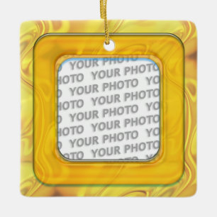 Square in Square Frame coloured IV + your photo Ceramic Ornament