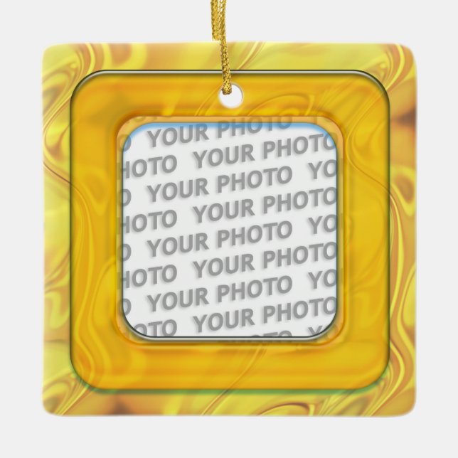 Square in Square Frame coloured IV + your photo Ceramic Ornament (Front)