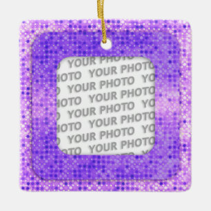 Square in Square Frame dots 2 + your photo Ceramic Ornament