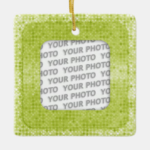 Square in Square Frame dots 3 + your photo Ceramic Ornament
