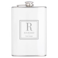 Square Initial EDITABLE COLOR Personalized Flask