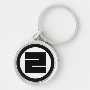 Square kanji character for ONE in circle Keychain