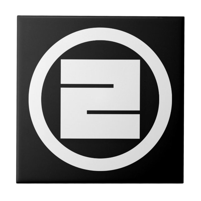 Square kanji character for ONE in circle Tile (Front)