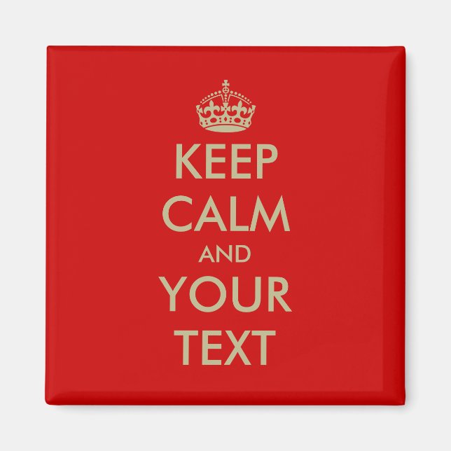 Square Keep calm magnet with faux gold letters (Front)