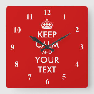 Square Keep Calm wall clock   Customizable text