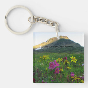 Square Keychain Glacier National Park Wildflowers
