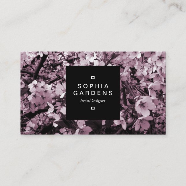 Square Label 01a - Cherry Blossom Business Card (Front)