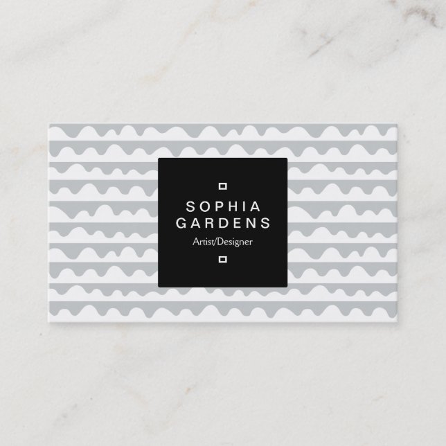 Square Label 01a - Pattern 020815 - White and Grey Business Card (Front)