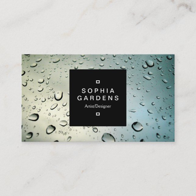 Square Label 01a - Rain on my Window Business Card (Front)