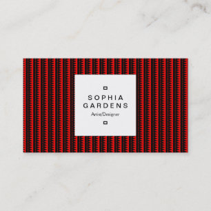 Square Label 03a - Aztec Mountains 02 - Red Business Card