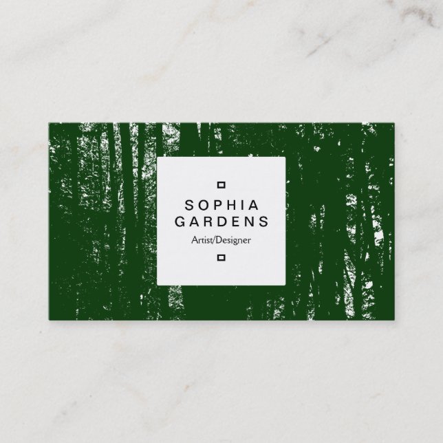 Square Label 03a - Dark Forest - Dark Forest Green Business Card (Front)