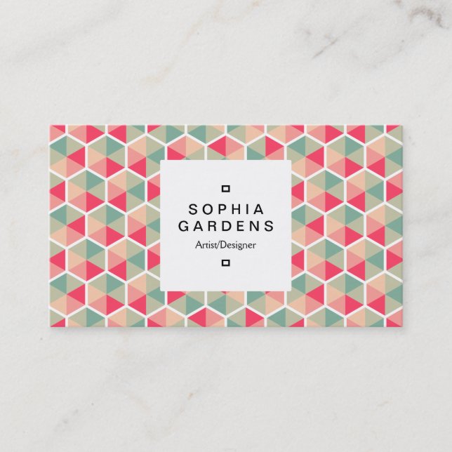 Square Label 03a - Hexagonal Pattern 04 Business Card (Front)