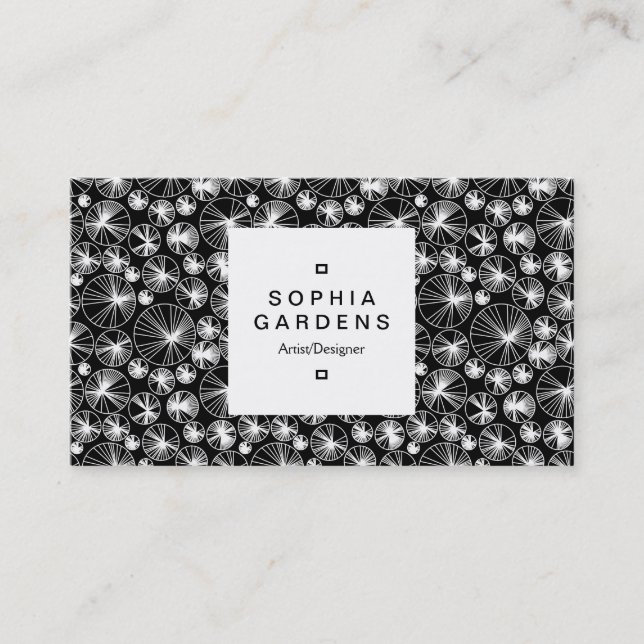 Square Label 03a - Ray Circles Business Card (Front)