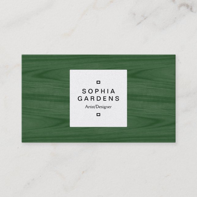 Square Label 04b - Dark Green Business Card (Front)