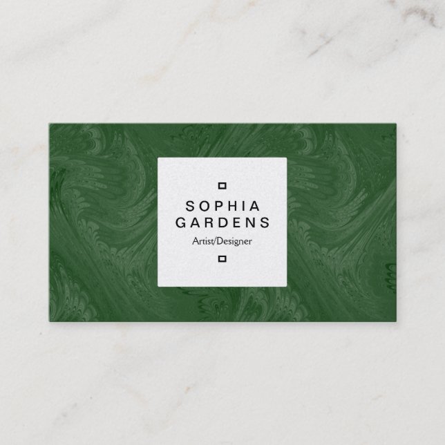 Square Label 04c - Dark Green Business Card (Front)