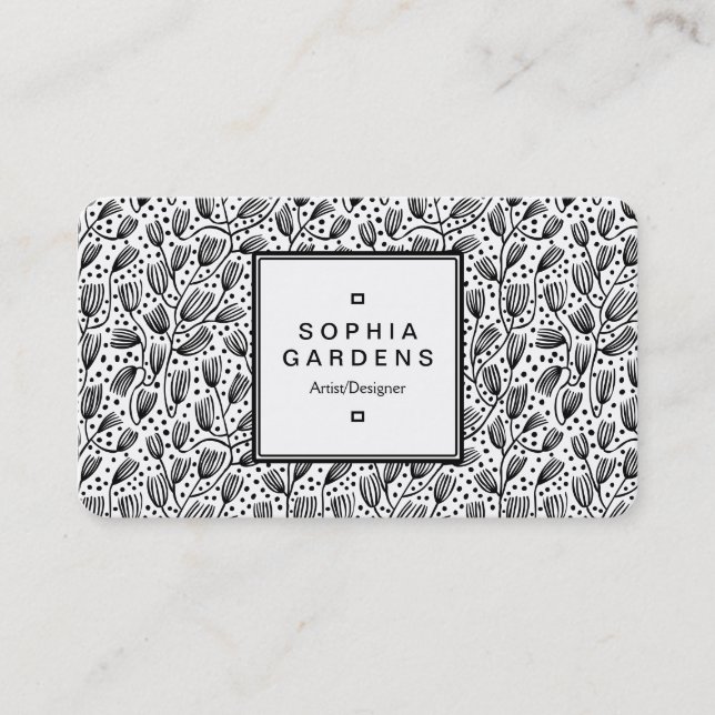 Square Label 05 - Bark Cloth Pattern - White Business Card (Front)
