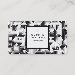 Square Label 05 - Kuba Maze Pattern Business Card