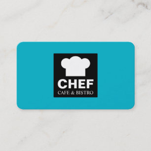 Square Label Cafe - Aqua Blue Business Card