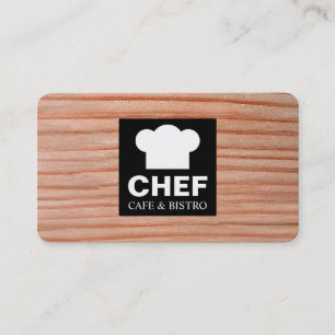 Square Label Cafe - Wood 01 Business Card