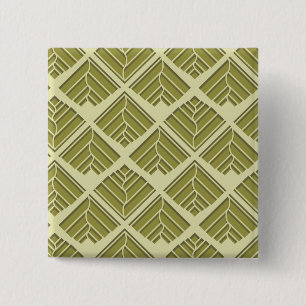 Square Leaf Pattern Gold Lime Light 2 Inch Square Button
