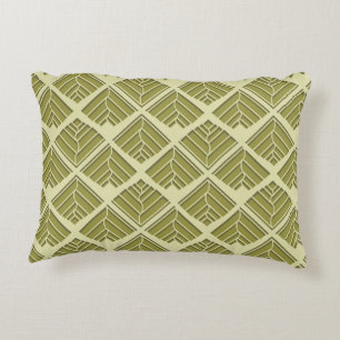Square Leaf Pattern Gold Lime Light Accent Pillow