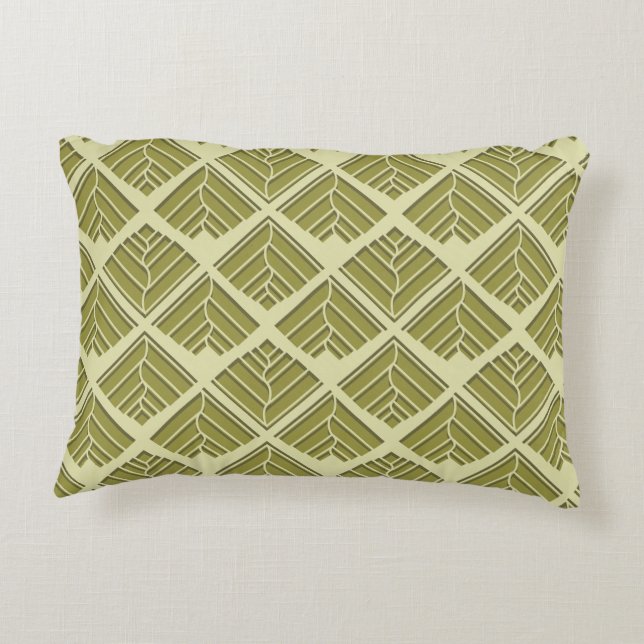 Square Leaf Pattern Gold Lime Light Accent Pillow (Back)