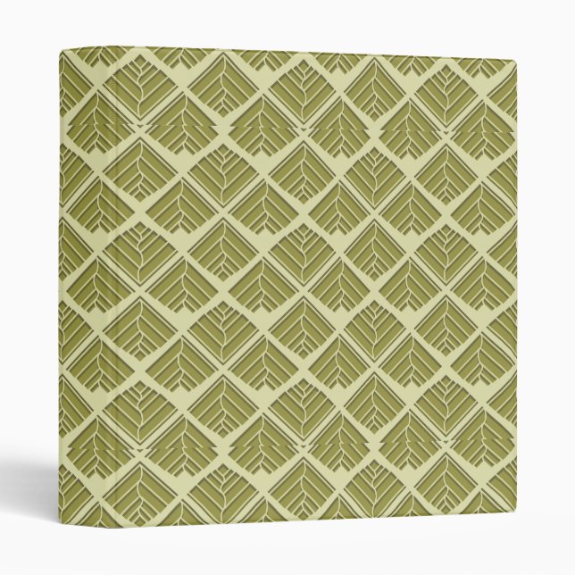 Square Leaf Pattern Gold Lime Light Binder (Front/Spine)
