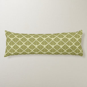 Square Leaf Pattern Gold Lime Light Body Pillow