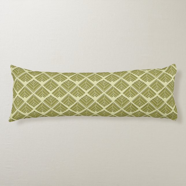 Square Leaf Pattern Gold Lime Light Body Pillow (Front)