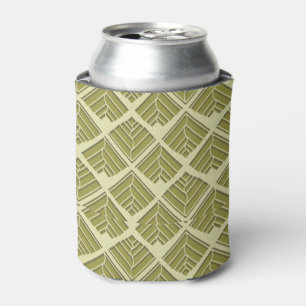 Square Leaf Pattern Gold Lime Light Can Cooler