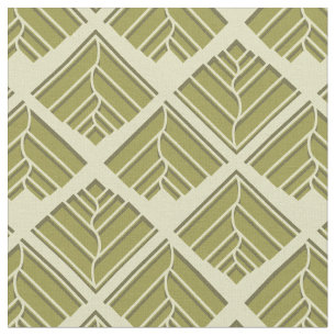 Square Leaf Pattern Gold Lime Light Fabric