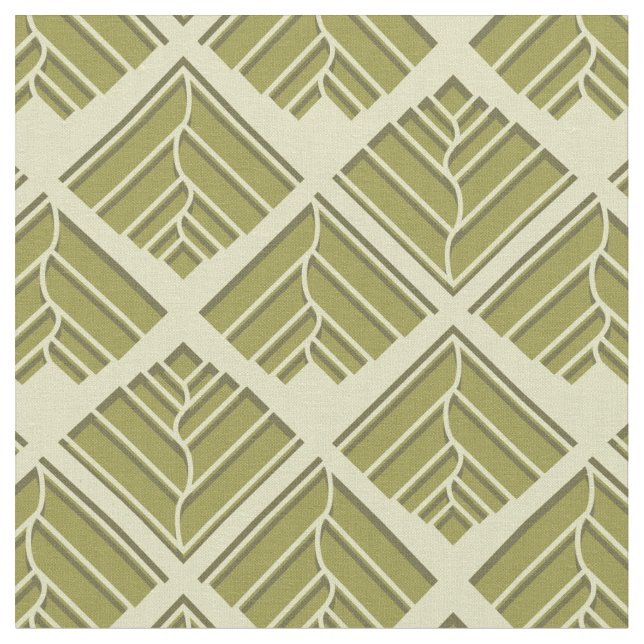 Square Leaf Pattern Gold Lime Light Fabric (Close Up)