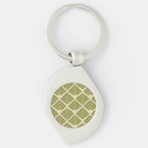 Square Leaf Pattern Gold Lime Light Keychain