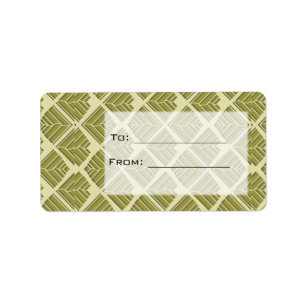 Square Leaf Pattern Gold Lime Light Label
