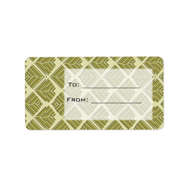 Square Leaf Pattern Gold Lime Light Label (Front)